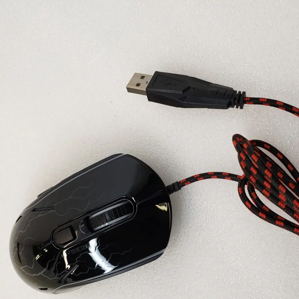 MAGEGEE G6 Wired Gaming Mouse with LED Backlight (Black with Lightning Pattern)